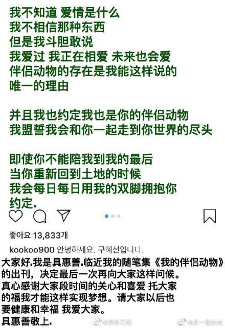 具惠善不想离婚的原因：带走宠物们让她无法接受